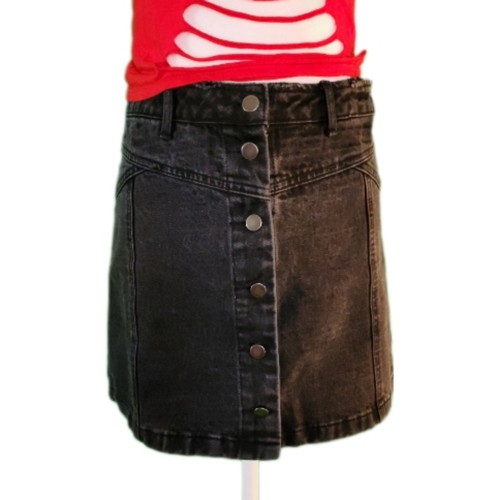 Mustard Seed A-Line Jean Button Down Skirt